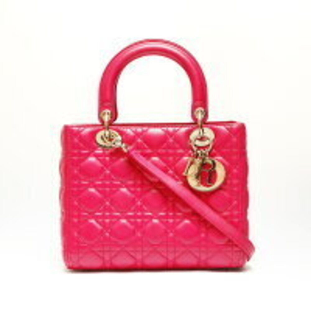 Christian Dior Lady Lambskin Handbag Pink